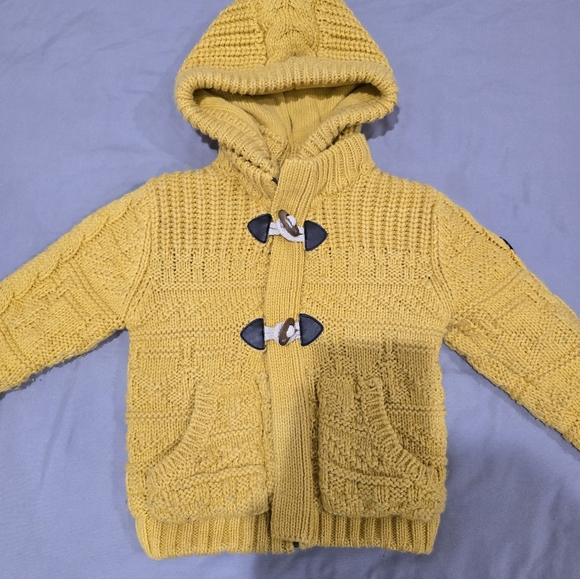 GUC Zara Yellow Knit Hooded Sweater Jacket 2-3T - Picture 1 of 4